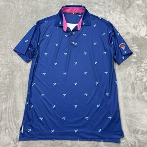 FootJoy Shirt Mens Medium Blue Pink Short Sleeve Polo Golf Golfing Logo Sport